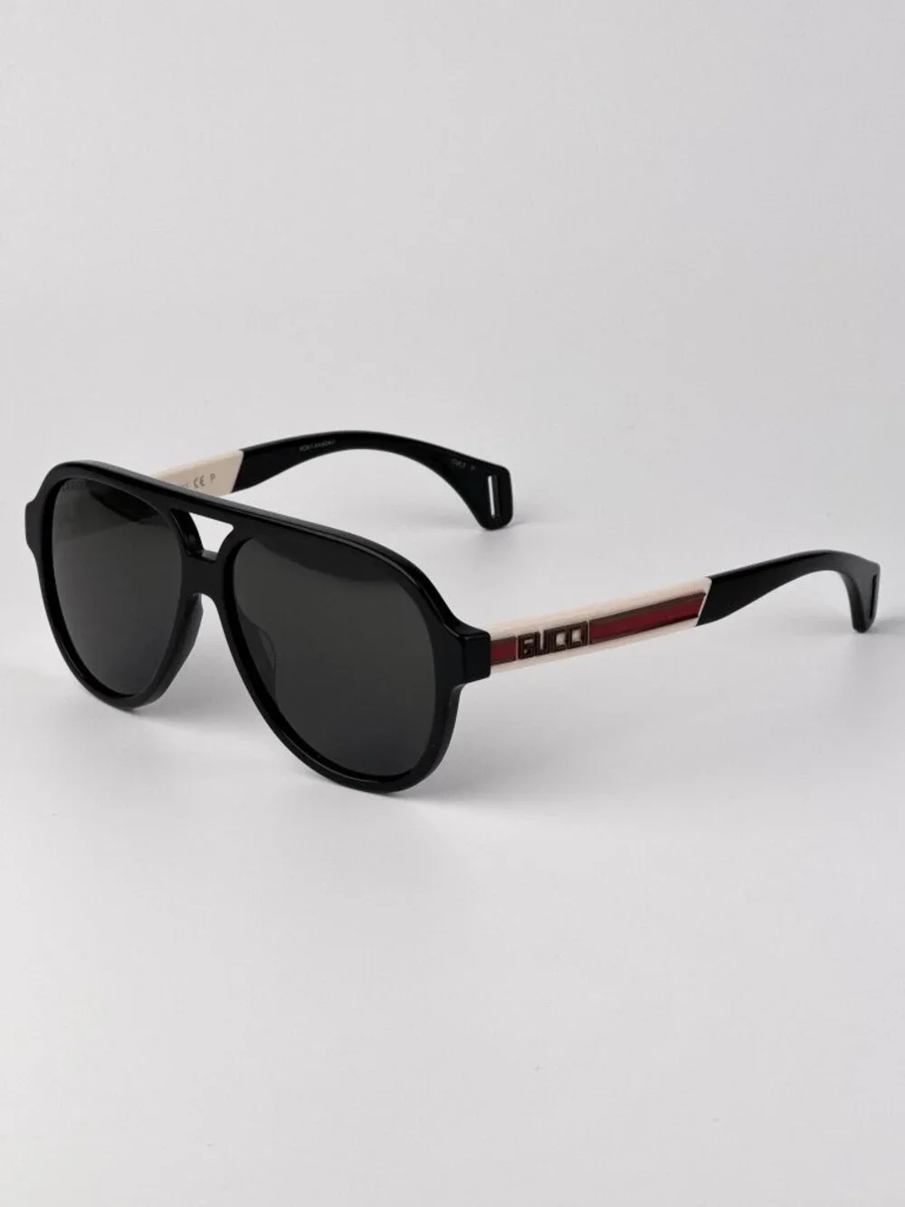 Gucci Unisex Sunglasses | Black & White Pilot Frame | Grey Lenses | GG0463S 002